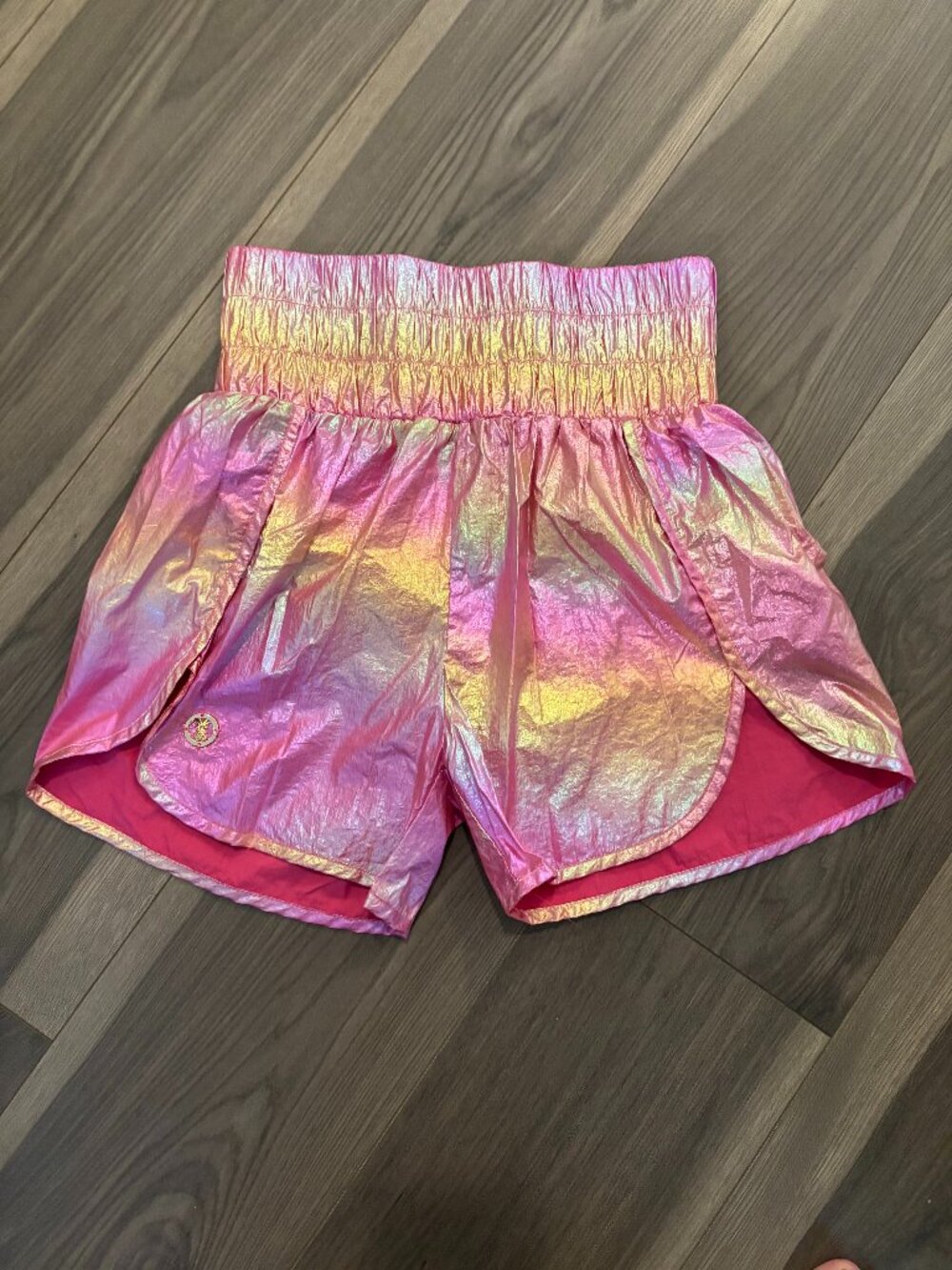 Simply Southern Women's Pink Metallic Iridescent Shorts - XS